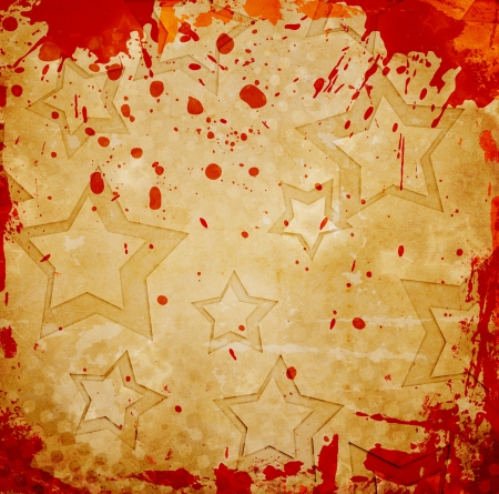 illustration of grunge wall with drawn glowing starsの写真素材