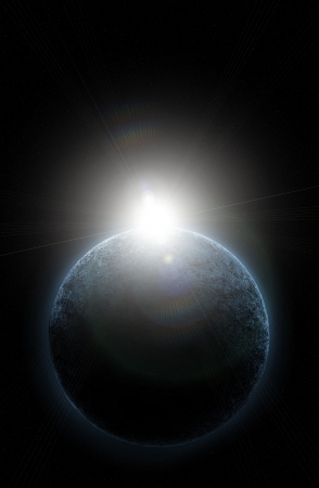 planet in space against the sunの写真素材