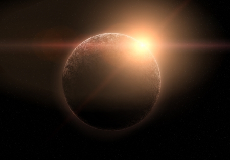 planet in space against the sunの写真素材