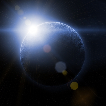 planet in space against the sunの写真素材