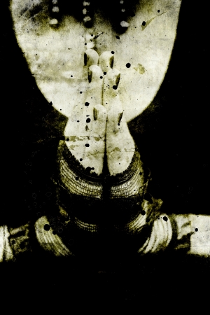 praying woman hands on grunge backgroundの写真素材