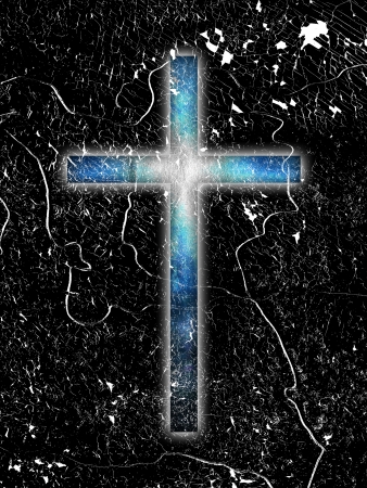 dark cross on dark backgroundの写真素材