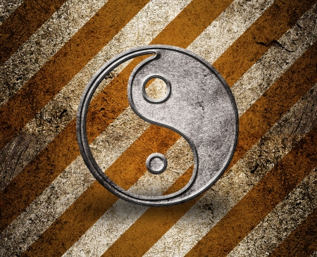 Yin yang symbol on grunge background の写真素材