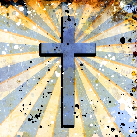 cross in abstract grunge backgroundの写真素材