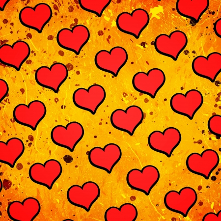red hearts on grunge backgroundの写真素材