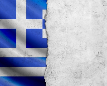 Grunge Greece flag with frame of paperの写真素材