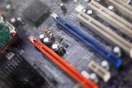 Closeup of electronic circuit boardの写真素材