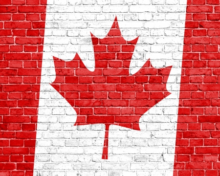 Grunge Canada flag on wallの写真素材
