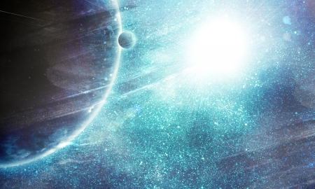 illustration of fantastic space with clouds