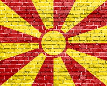 Grunge Macedonia flag on brick wallの写真素材