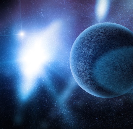 planet among stars in deep space