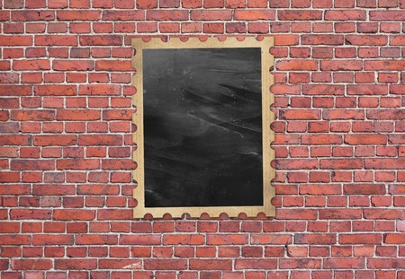 vintage frame on brick wall backgroundの写真素材