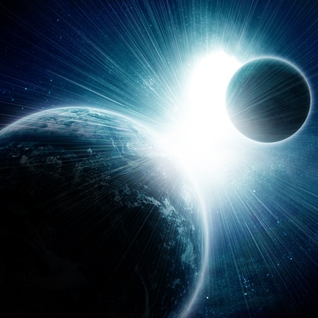 two realistic planets in open space. Elements of this image are furnished by NASA.の写真素材