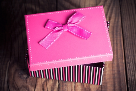 gift box on wooden の写真素材