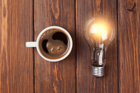 cup of fresh espresso with bulbの写真素材