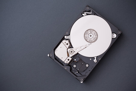 Hard disk drive HDD on gray background