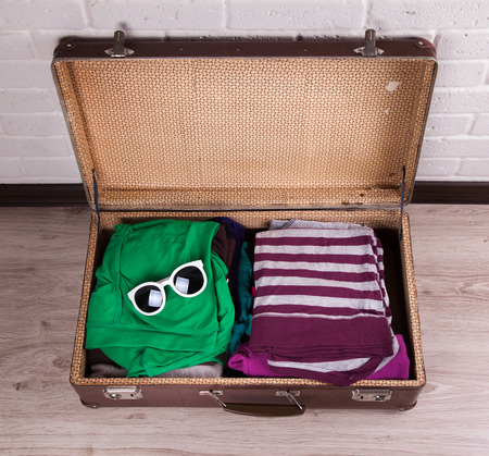 Packed Vintage Suitcaseの写真素材