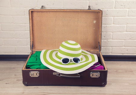 Packed Vintage Suitcaseの写真素材