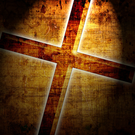 Christianity representation with the symbol of a cross on parchmentの写真素材