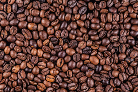 roasted coffee beans background, close-up imageの写真素材
