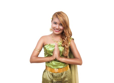 Beautiful Thai girl in Thai traditional costumeの写真素材