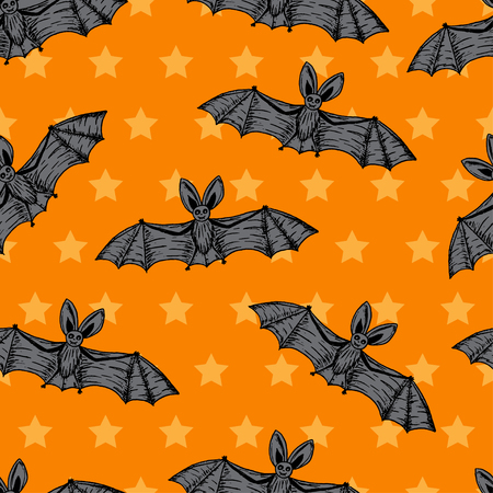 vector halloween seamless pattern with grey bats. EPSのイラスト素材