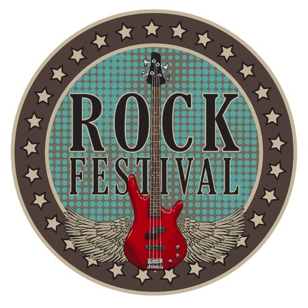 vector poster for rock festival with winged guitar. EPSのイラスト素材