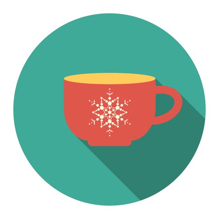 vector round flat icon with christmas cup. EPSのイラスト素材