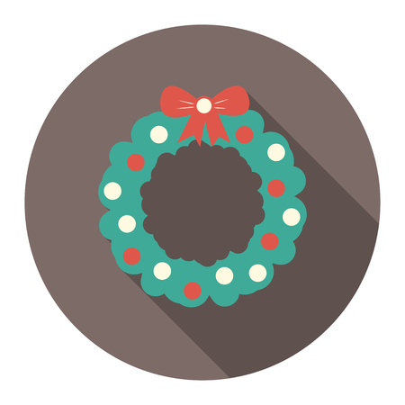 vector round flat icon with christmas wreath. EPSのイラスト素材