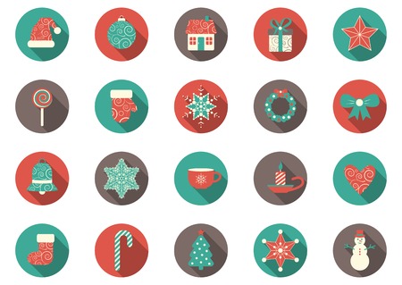 vector set of twenty colorful christmas icons. EPSのイラスト素材