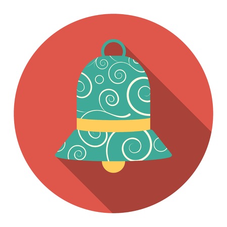 vector round flat icon with christmas bell. EPSのイラスト素材