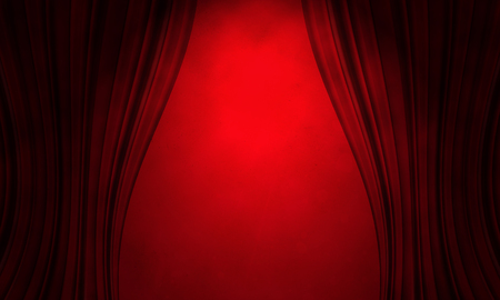 Beautiful red curtain background with abstract foldsの写真素材