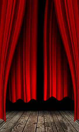 Beautiful red curtain background with abstract foldsの写真素材