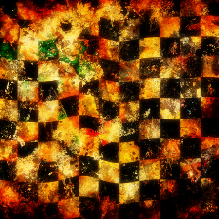 Grungy chessboard background with scratches and stainsの写真素材