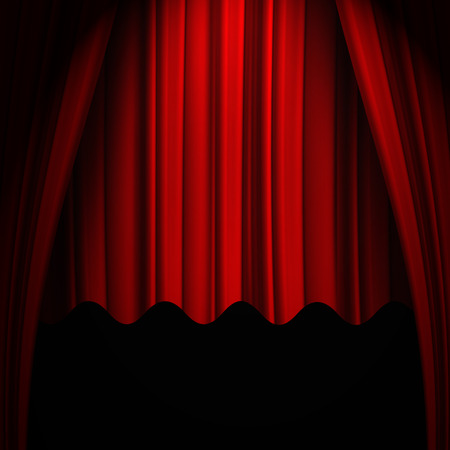 Beautiful red curtain background with abstract foldsの写真素材