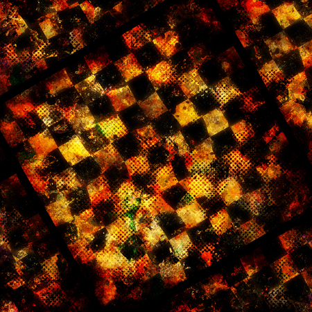 Grungy chessboard background with scratches and stainsの写真素材