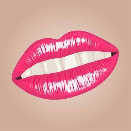 vector closeup of beautiful glossy female lipsのイラスト素材