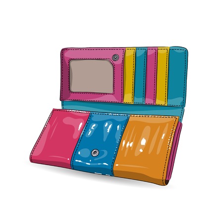 vector illustration of realistic colorful female walletのイラスト素材