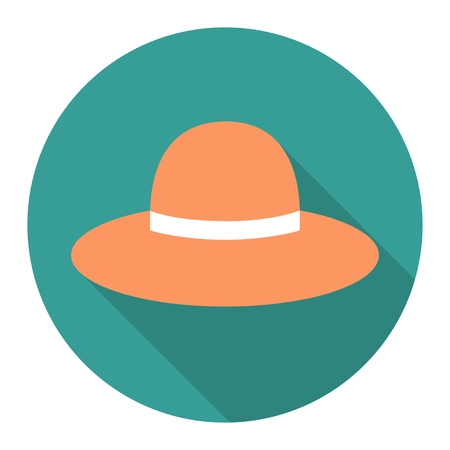 vector round flat icon with woman hatのイラスト素材