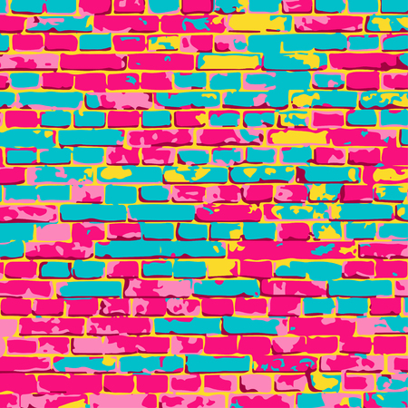 vector illustration of colorful brick wall textureのイラスト素材