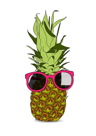 vector illustration of hand-drawn pineapple wearing sunglassesのイラスト素材