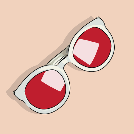 vector stylish white sunglasses with red glassesのイラスト素材