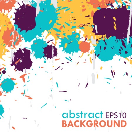 vector background with colorful paint splashes and stainsのイラスト素材
