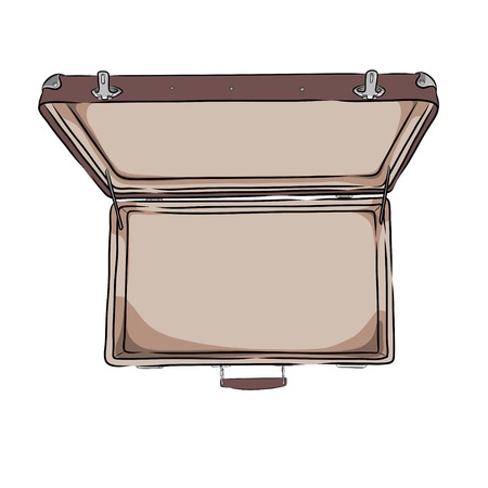 vector illustration of open and empty vintage suitcaseのイラスト素材