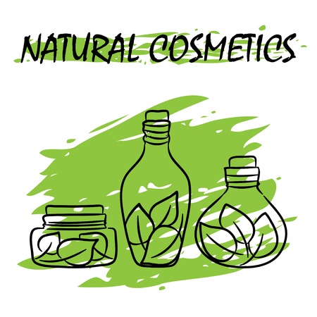 vector illustration of tree bottles with leaves insideのイラスト素材