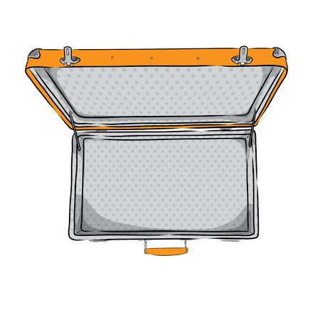 vector illustration of open and empty vintage suitcaseのイラスト素材