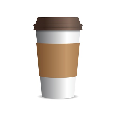 vector takeaway paper coffee cup with brown capのイラスト素材