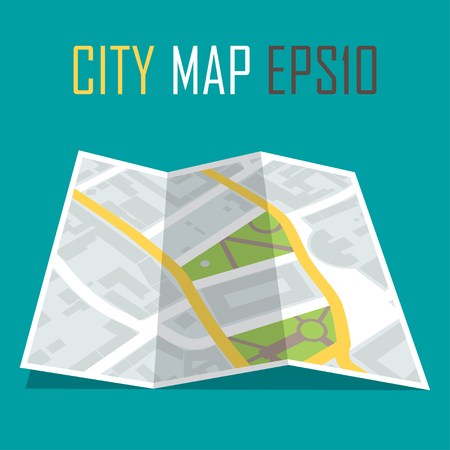 vector illustration of paper city map on blue backgroundのイラスト素材