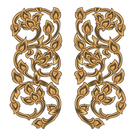 vector illustration of traditional golden Thai ornamentのイラスト素材
