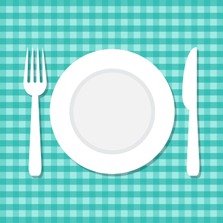 vector illustration of plate, knife and forkのイラスト素材